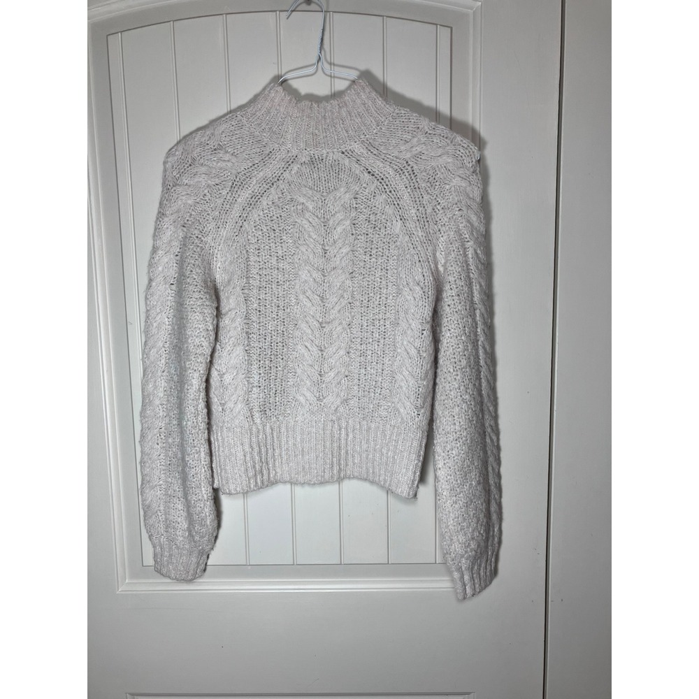 Sunday Best Womens XXS Ivory Cable Knit Pullover Sweater Mock Neck Long Sleeve